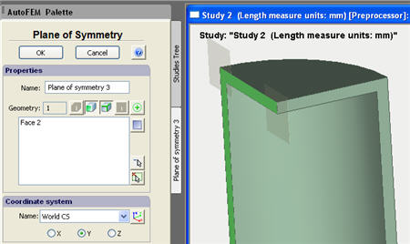 Dialogue of the Plane of Symmetry command